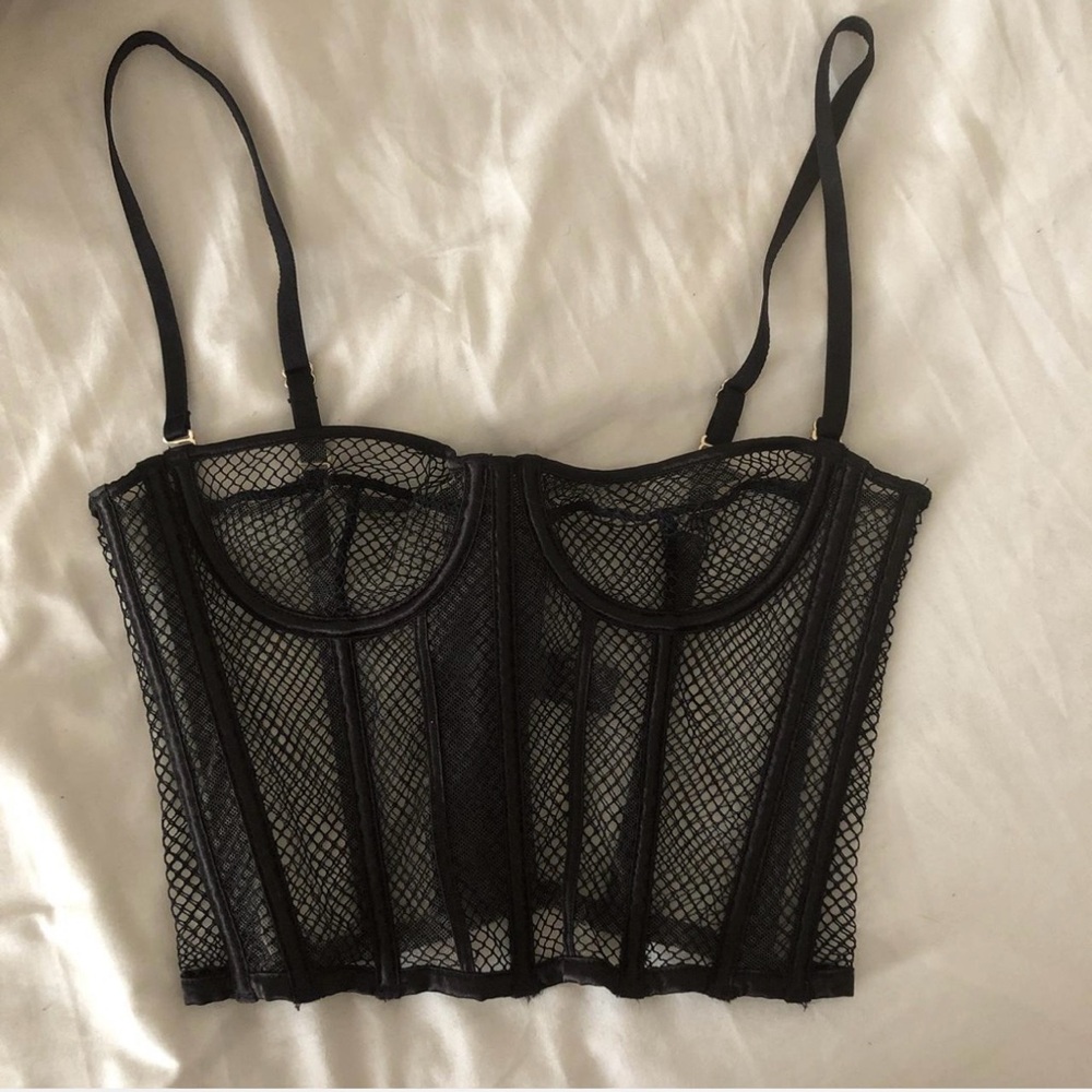 Meshki Black Mesh Bustier Top